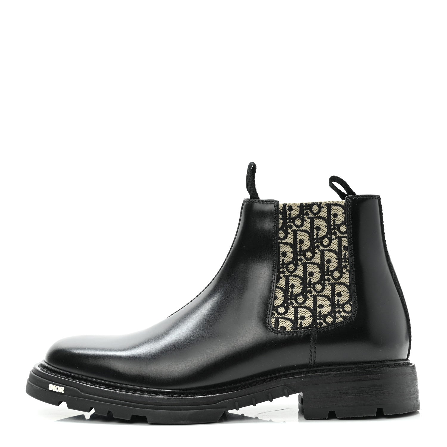 Christian Dior Calfskin Oblique Mens Explorer II Chelsea Boots 44 Beige Black 1 of 9