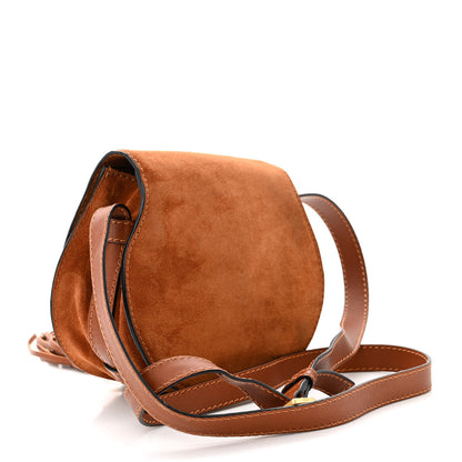 Chloe Suede Calfskin Braided Mini Marcie Round Crossbody Bag Caramel 3 of 10