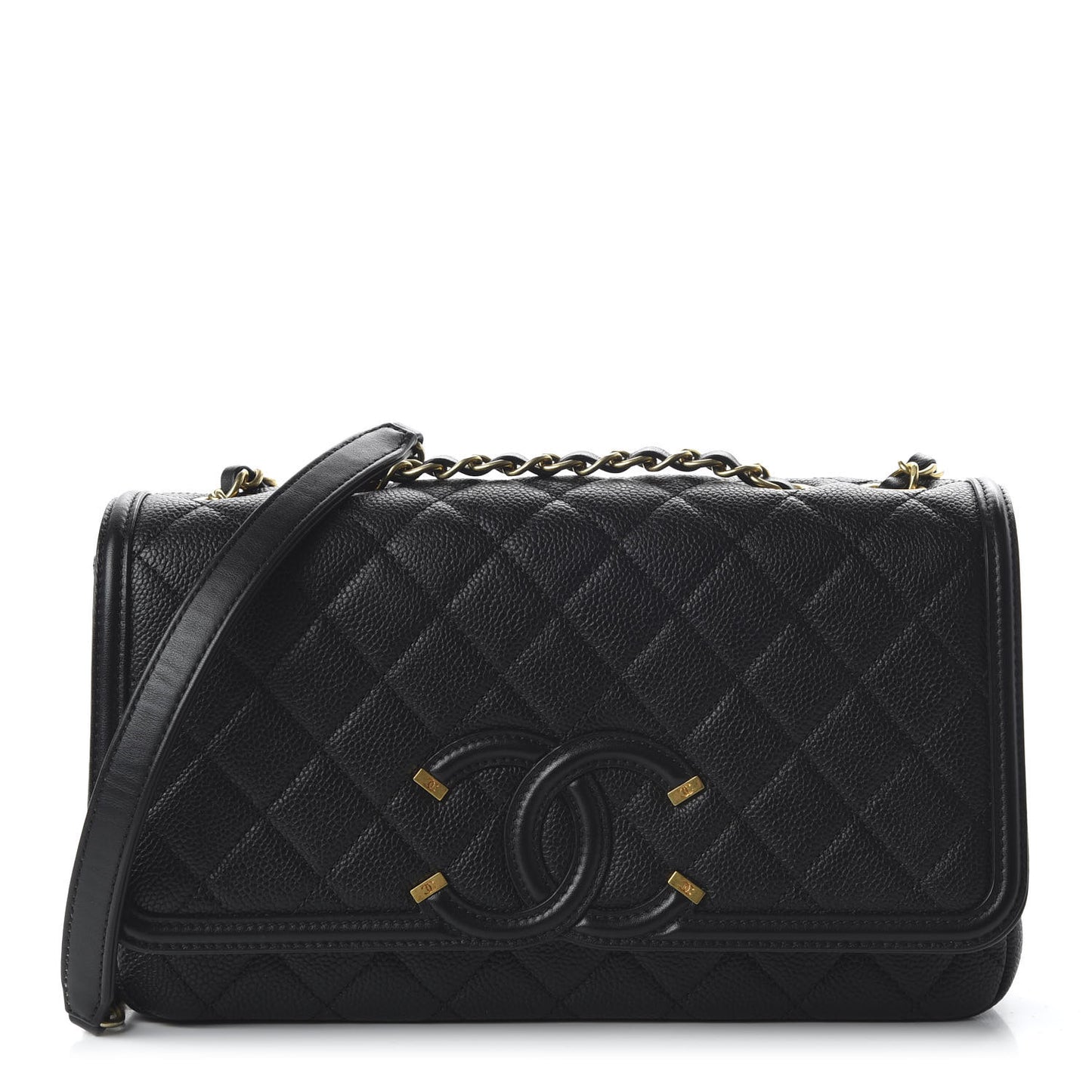 Caviar Quilted Medium CC Filigree Flap Black