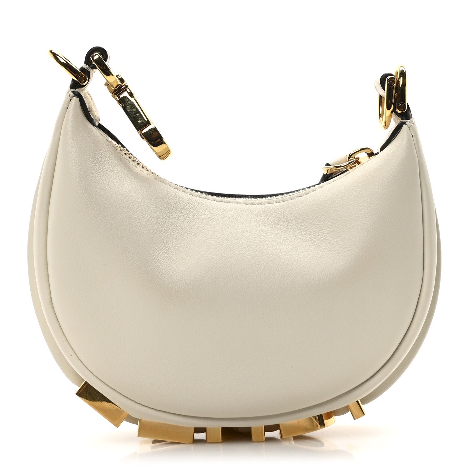 Fendi Vitello Grace Matte Nano Fendigraphy Hobo Charm White Ice 1 of 10