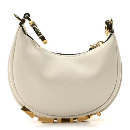 Fendi Vitello Grace Matte Nano Fendigraphy Hobo Charm White Ice 1 of 10