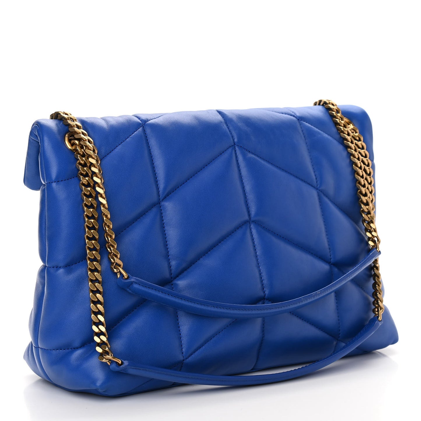 Lambskin Quilted Medium Loulou Puffer Monogram Chain Satchel Majorele Blue