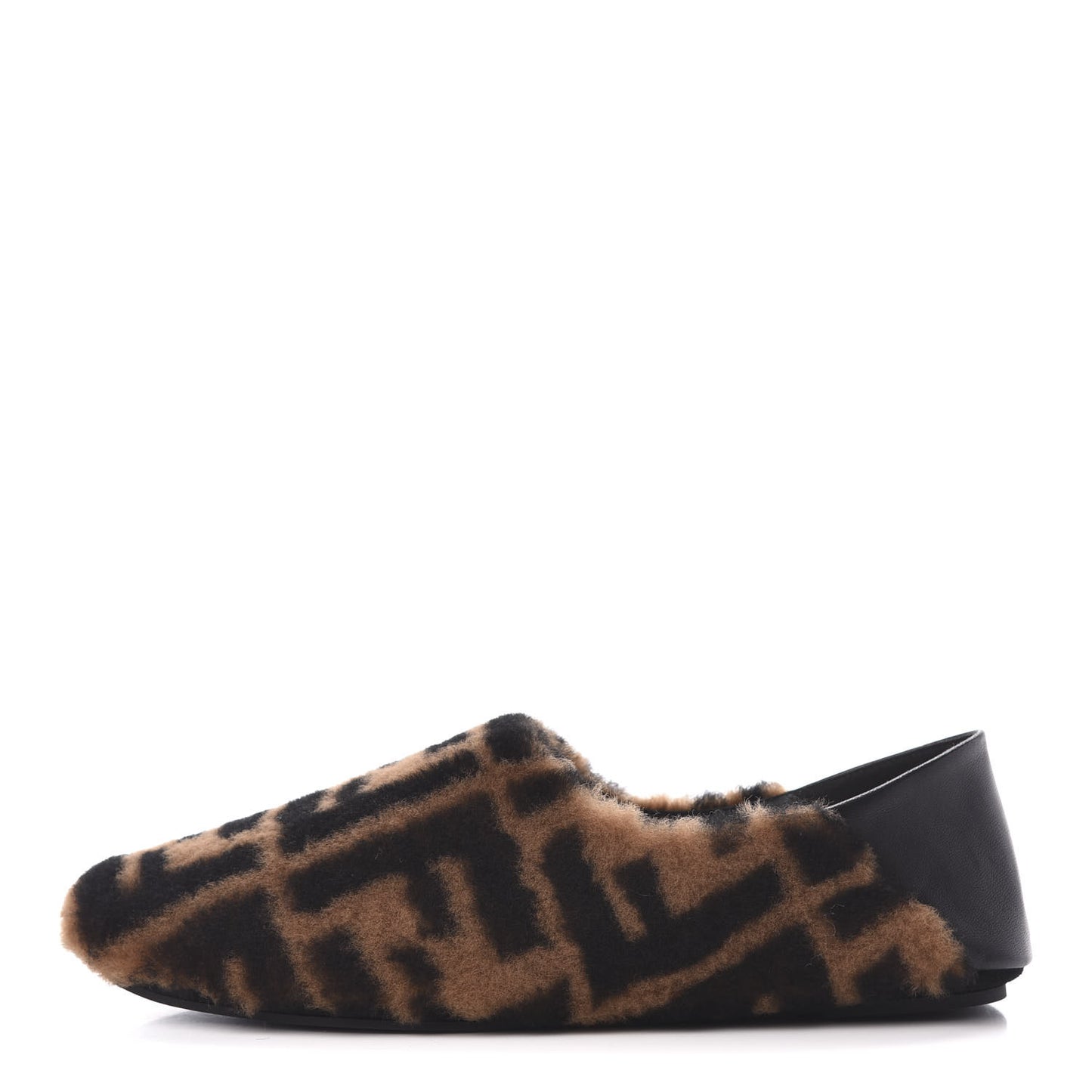 Shearling Nappa FF Slippers 39 Tobacco Black