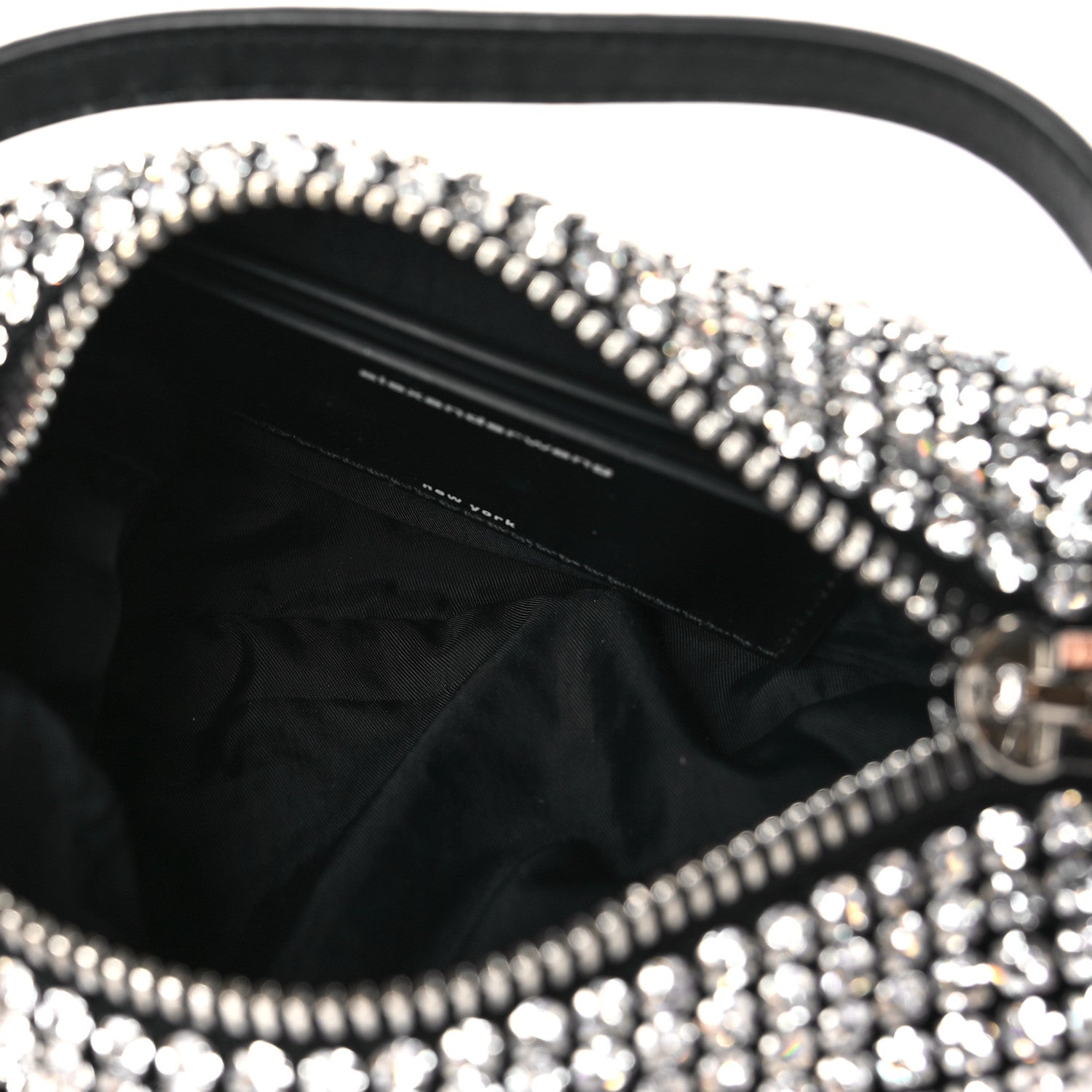 Alexander Wang Mesh Crystal Rhinestone Mini Heiress Pouch Black Silver 5 of 9