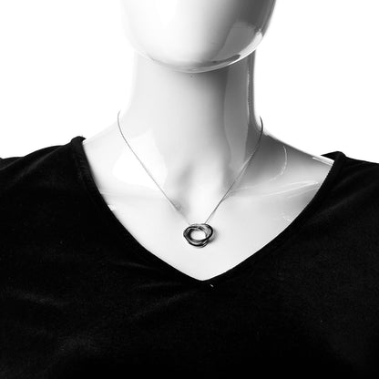 Cartier 18K White Gold Black Ceramic Diamond Trinity Pendant Necklace 2 of 5