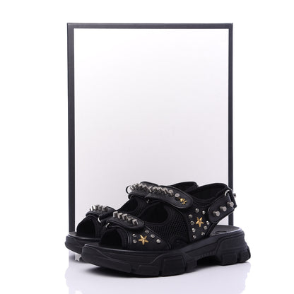 Gucci Nappa Mesh Studded Mens Aguru Sandals 6 Black 10 of 10