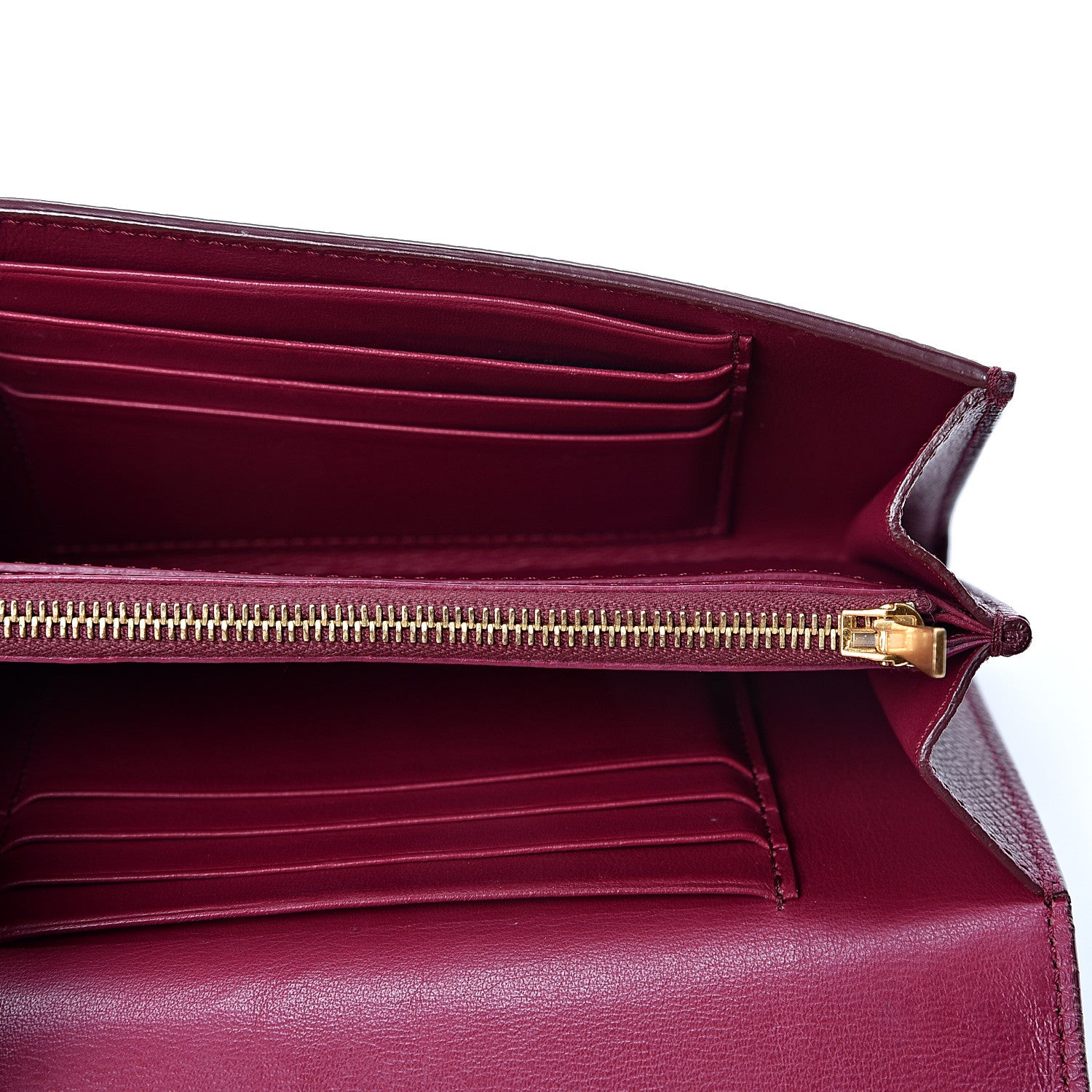 Celine Grained Calfskin Medium Trotteur Multifunction Flap Wallet Plum 4 of 8