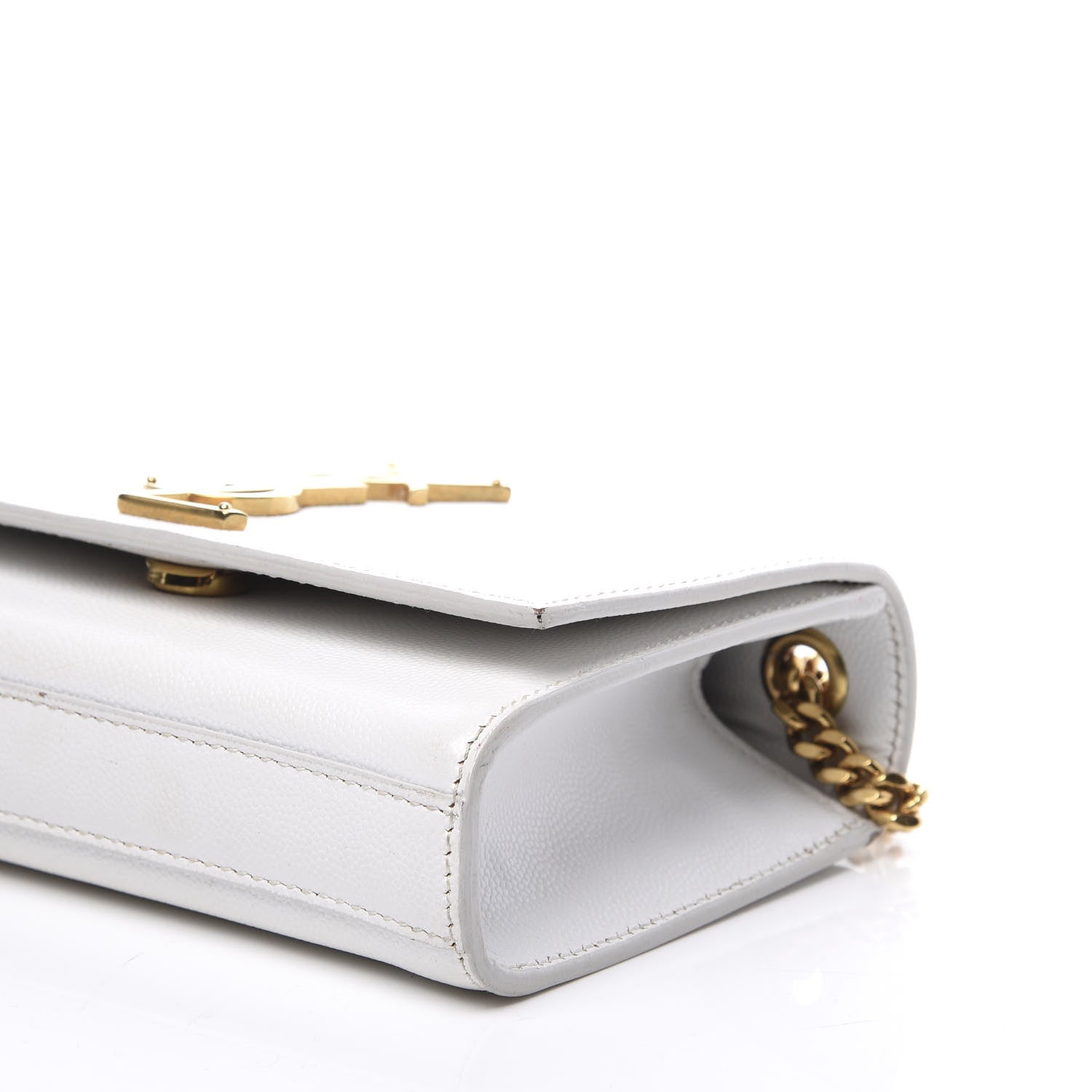 Saint Laurent Grain De Poudre Small Monogram Kate Satchel Optical White 6 of 9