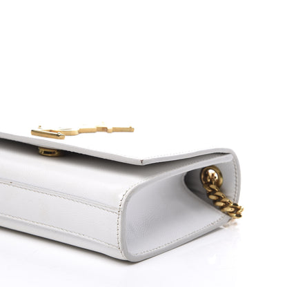 Saint Laurent Grain De Poudre Small Monogram Kate Satchel Optical White 6 of 9