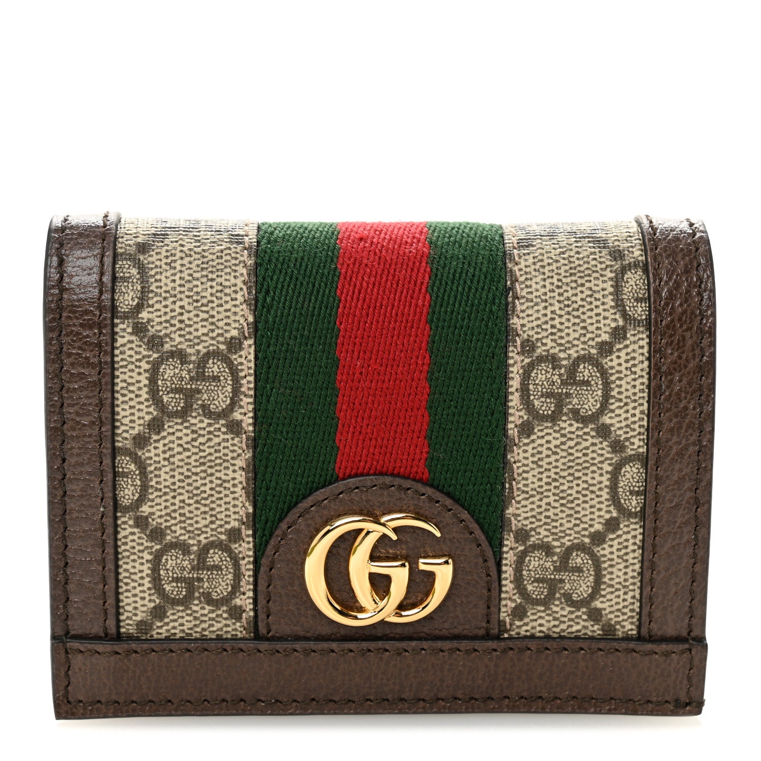 Gucci GG Supreme Monogram Web Ophidia Card Case Beige New Acero 1 of 8