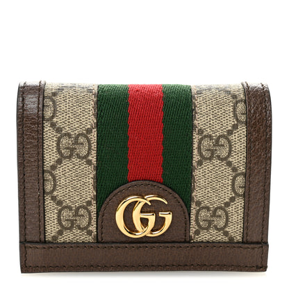 Gucci GG Supreme Monogram Web Ophidia Card Case Beige New Acero 1 of 8