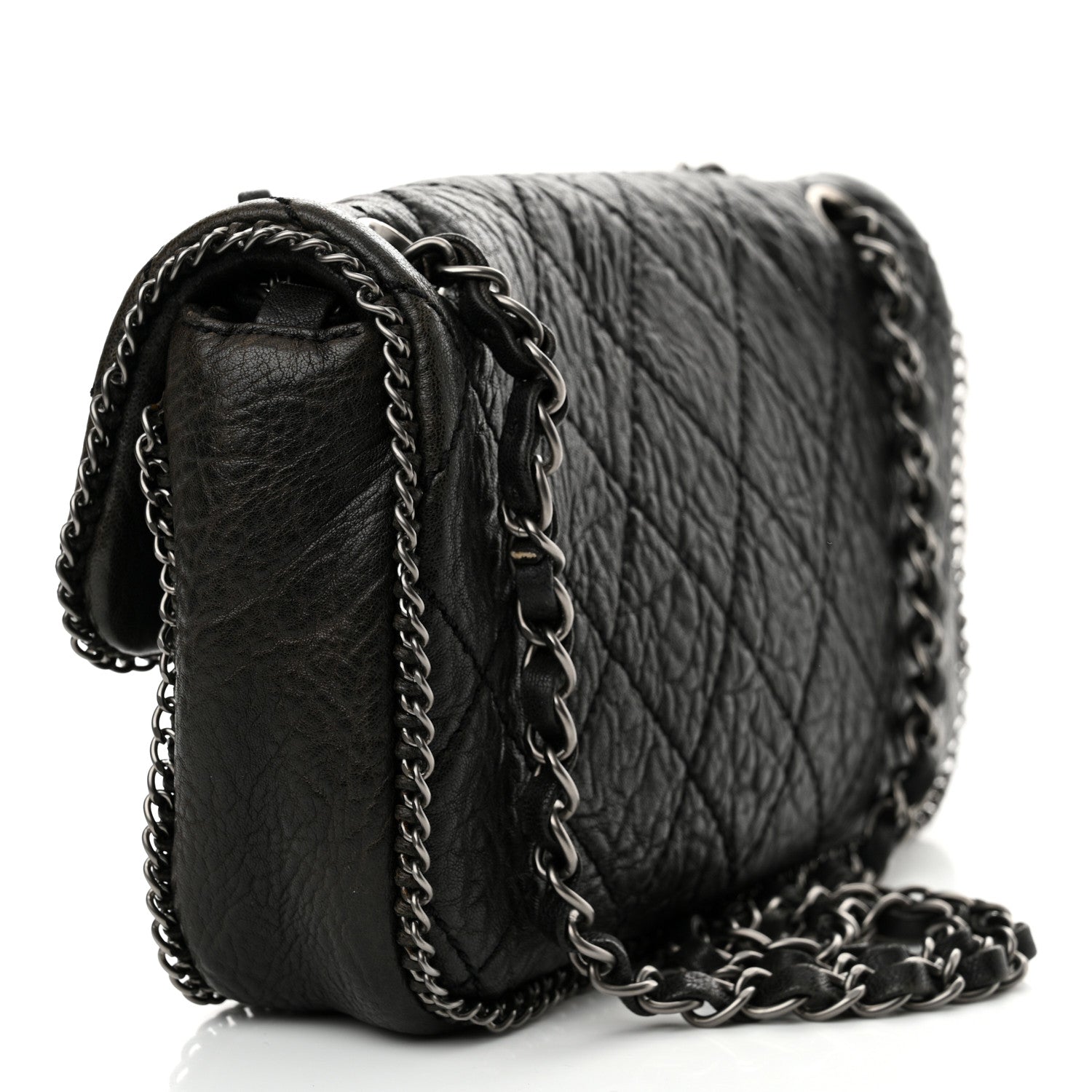 Chanel Distressed Lambskin Medium Leo Lion Flap Black 3 of 12
