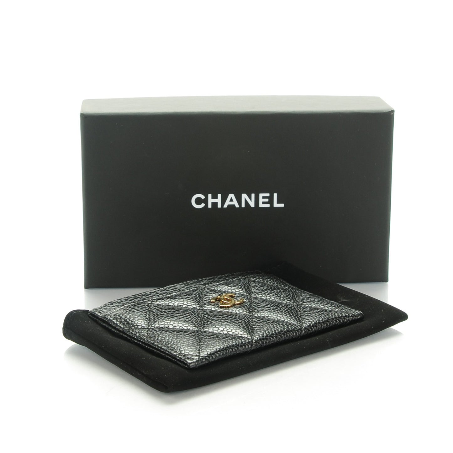 Caviar Quilted Card Holder Black