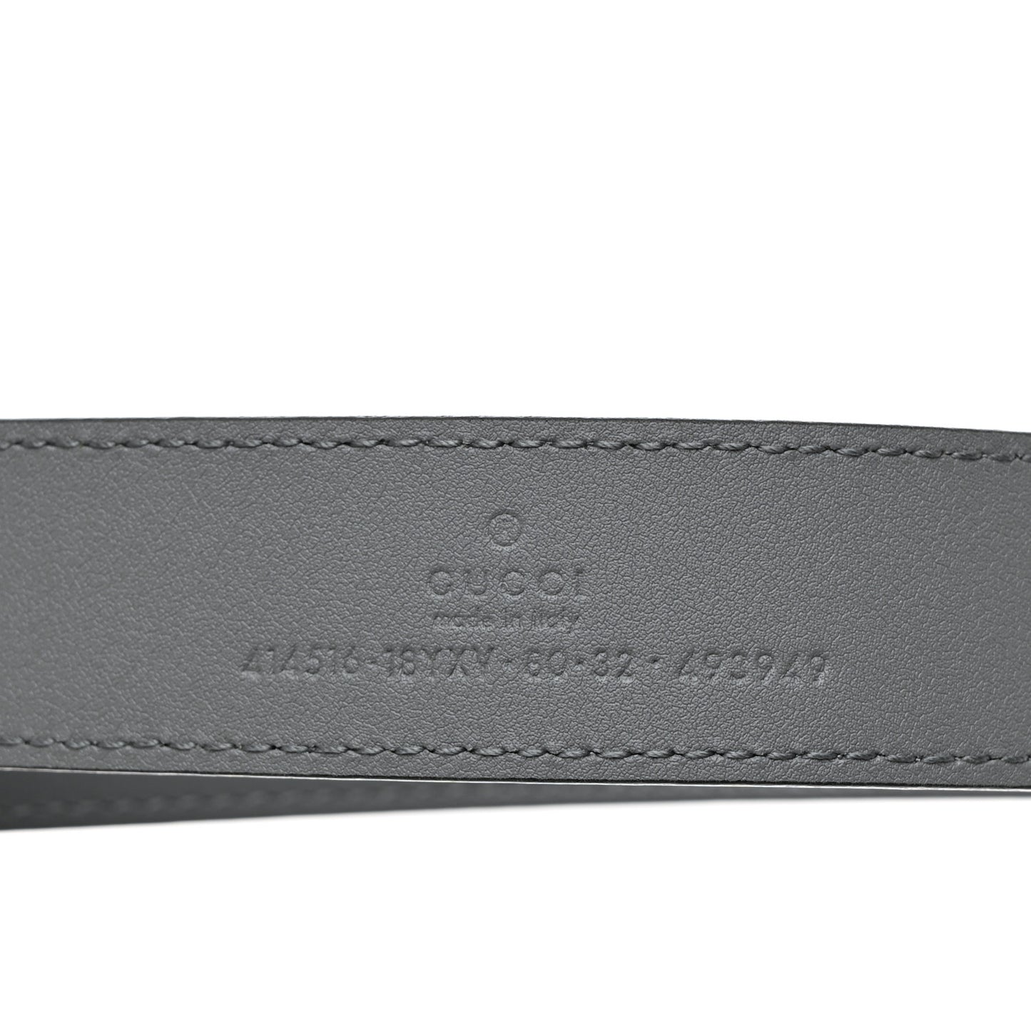 Azalea Calfskin Enamel Monochrome Double G 30mm Belt 80 32 Deep Grey