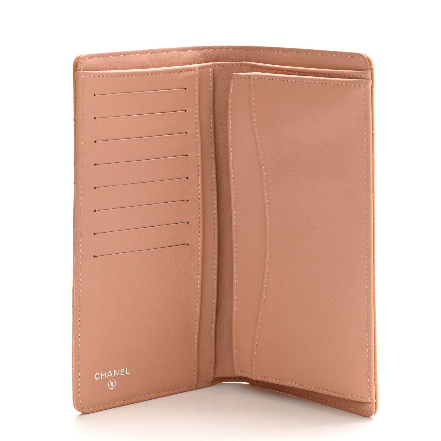 Patent Calfskin Quilted Yen Wallet Beige