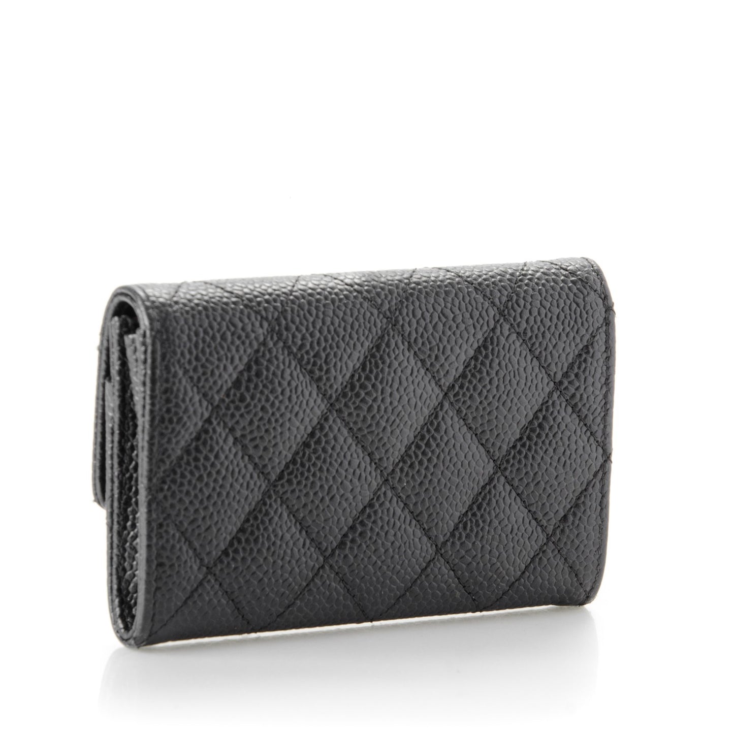 Caviar Quilted Flap Card Holder Black