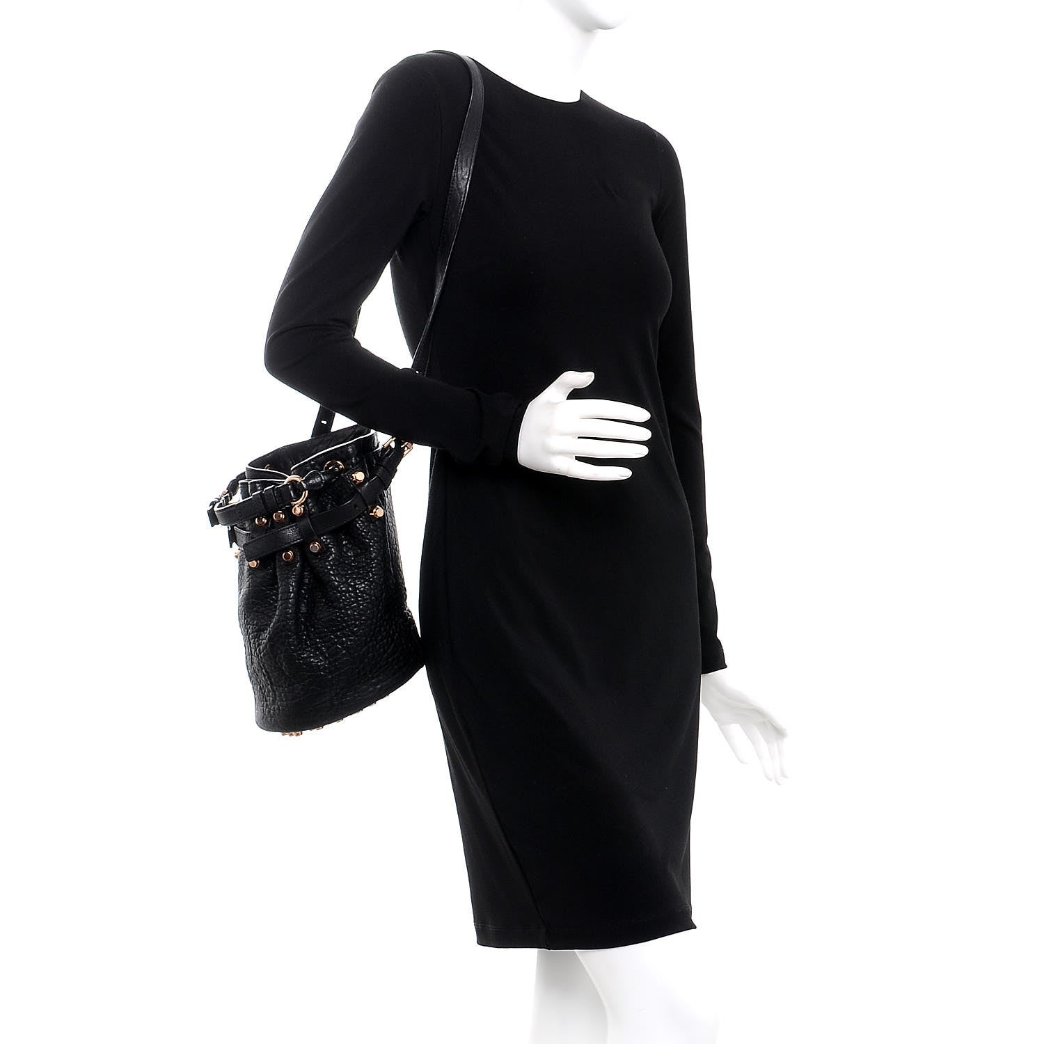 Alexander Wang Pebbled Lambskin Diego Bucket Black Rose Gold Hardware 2 of 6