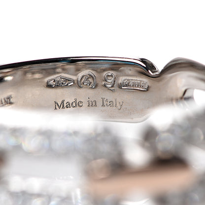 Damiani 18K White Pink Gold Diamond Chain Link Band Ring 53 6.25 3 of 5
