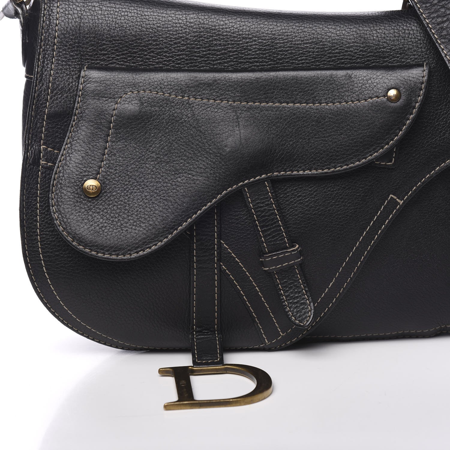Christian Dior Grained Calfskin Double Saddle Bag Black 9 of 11