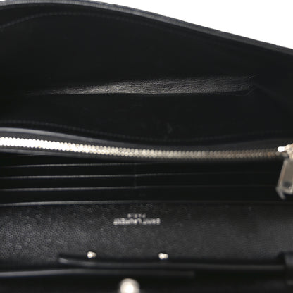 Saint Laurent Grain De Poudre Mixed Matelasse Triquilt Monogram Chain Wallet Black 6 of 10