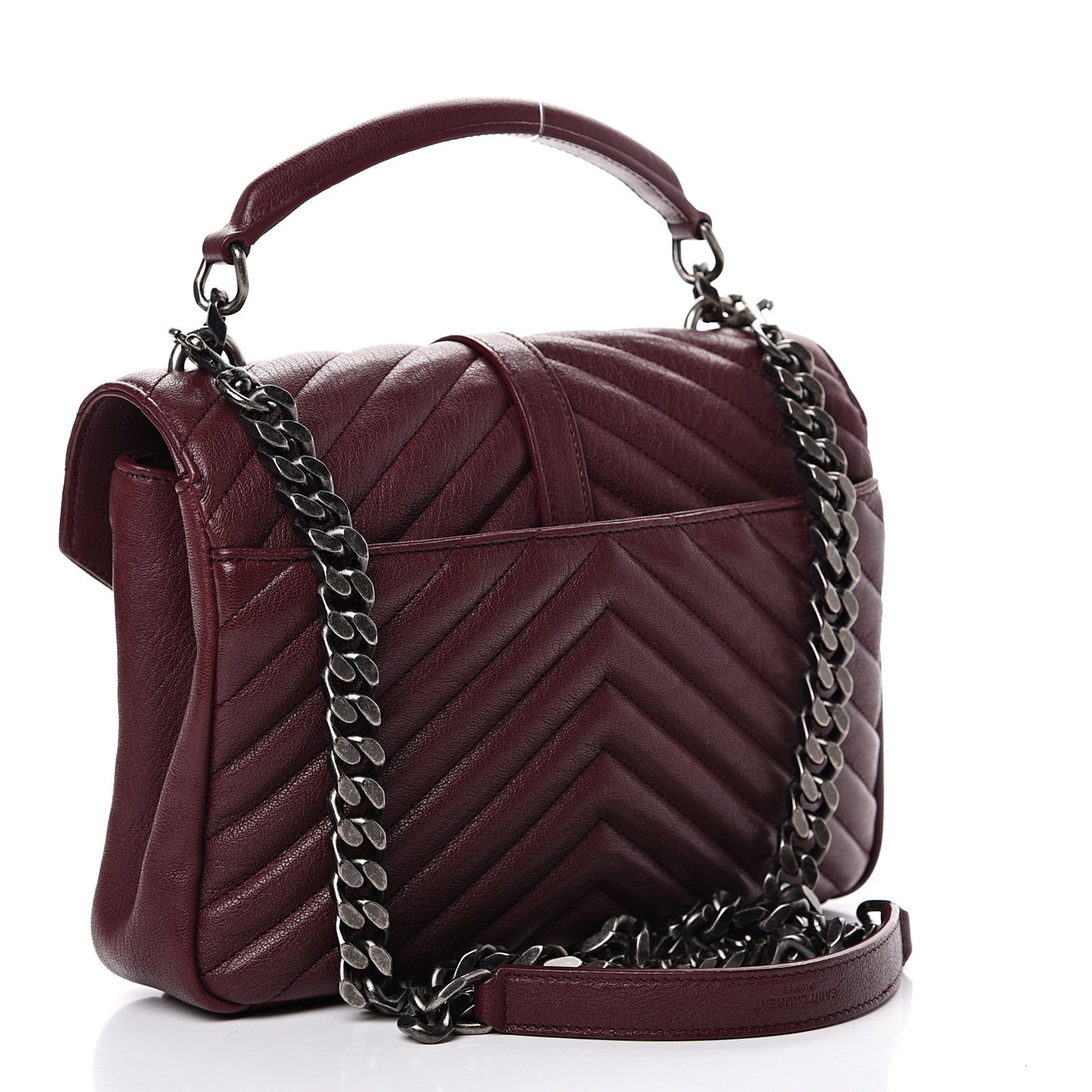 Sheepskin Matelasse Chevron Monogram Medium College Bag Rouge Legion
