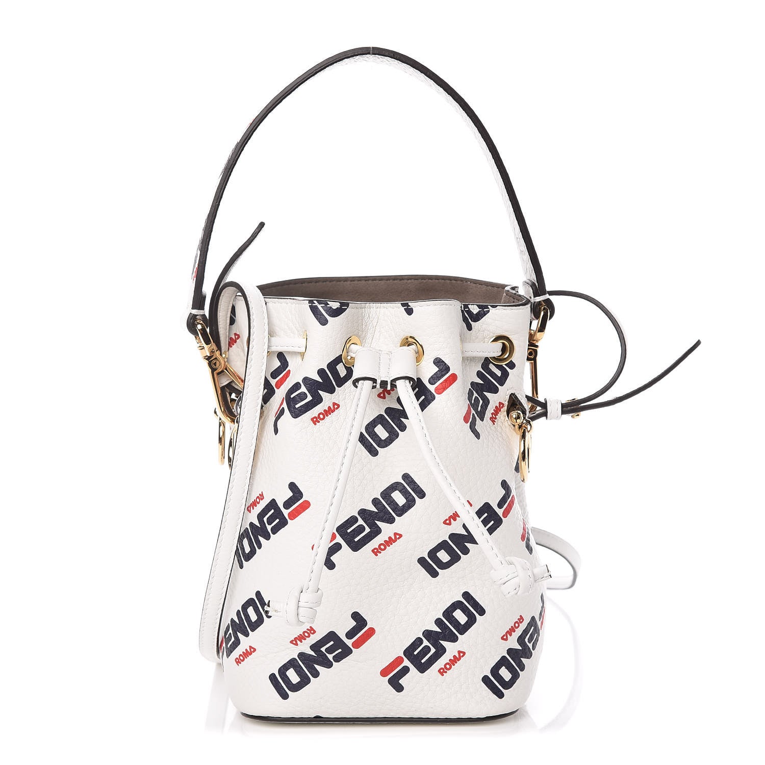 Fendi X FILA Vitello F is Fendi Mania Mini Mon Tresor Bucket Bag White 1 of 10