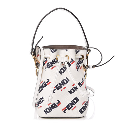 Fendi X FILA Vitello F is Fendi Mania Mini Mon Tresor Bucket Bag White 1 of 10