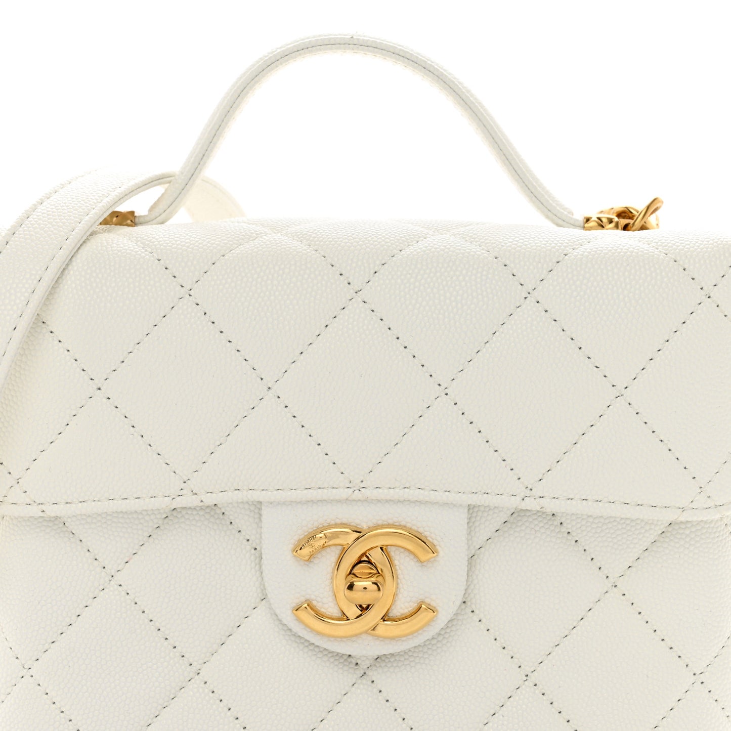 Caviar Quilted Handy Box Vanity Case White