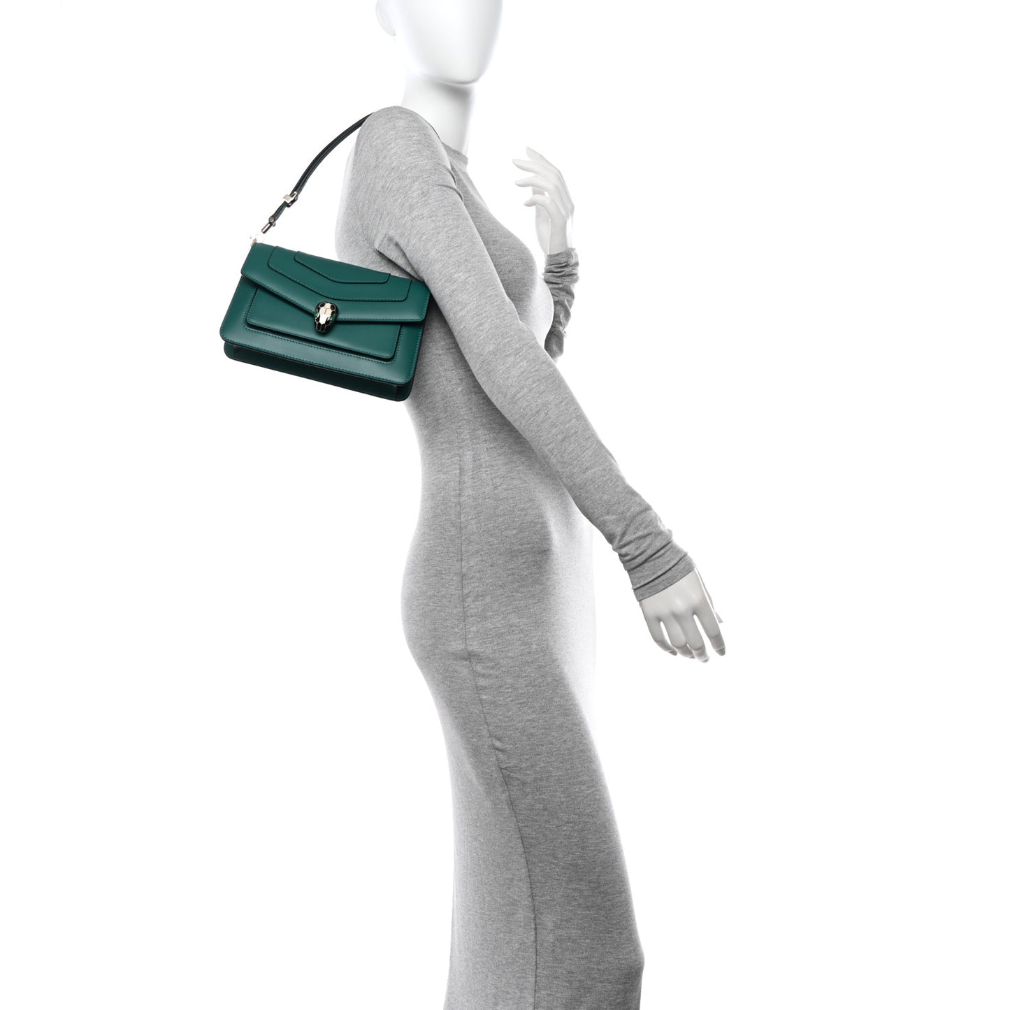 Calfskin Serpenti Forever East West Shoulder Bag Emerald Green