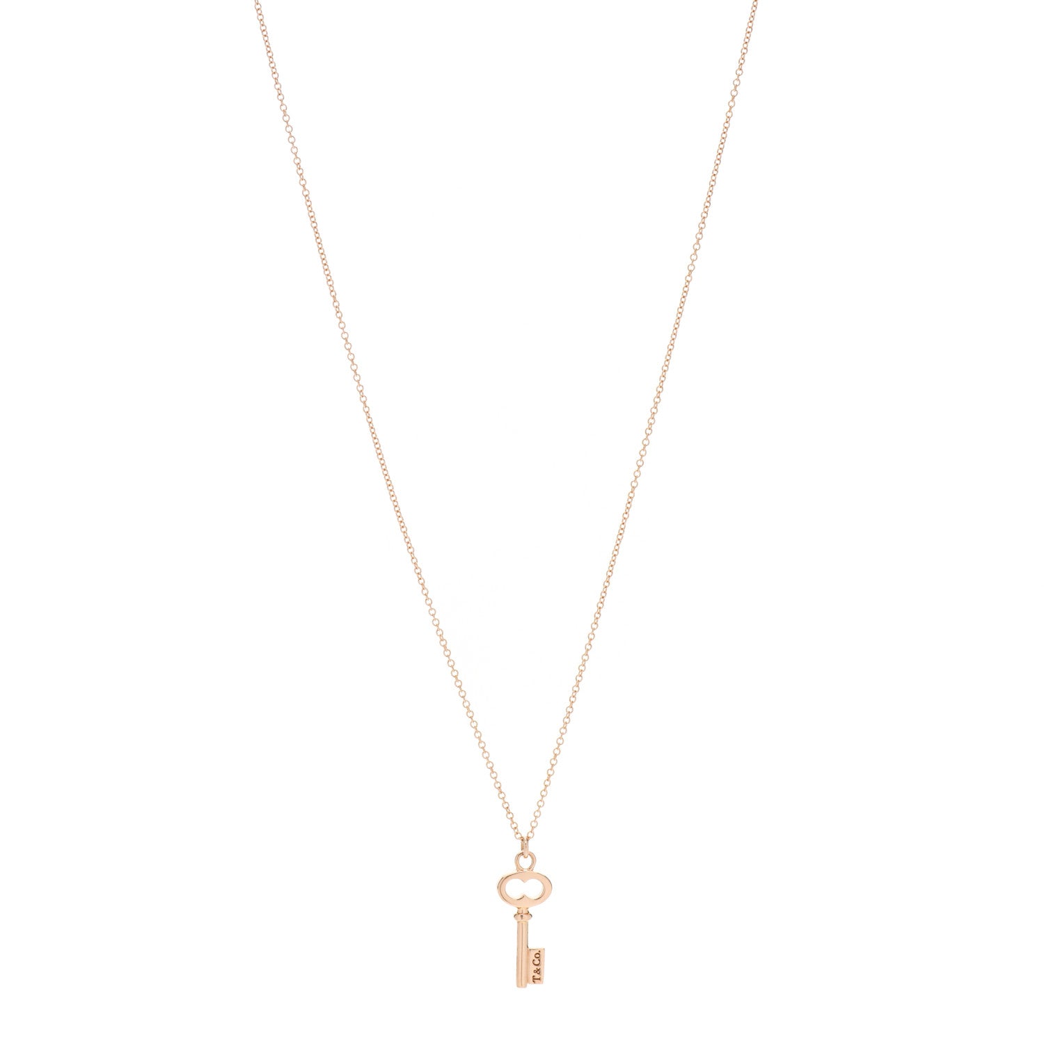 Tiffany 18K Rose Gold Mini Key Pendant Necklace 1 of 6