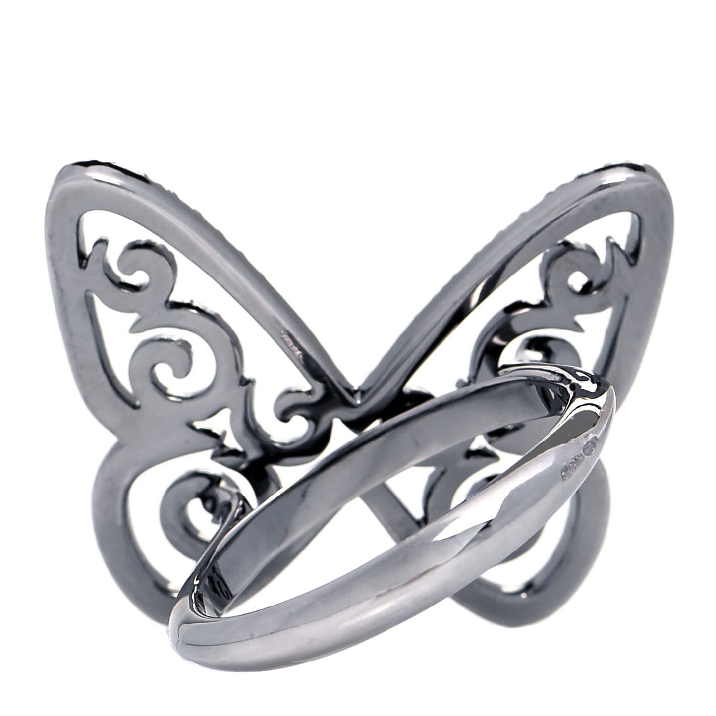 18K Black Gold Diamond Arabesque Butterfly Ring 53 6.25