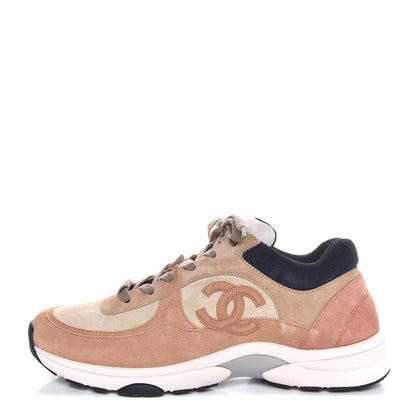 Chanel Suede Calfskin CC Sneakers 41 Brown Beige 1 of 7