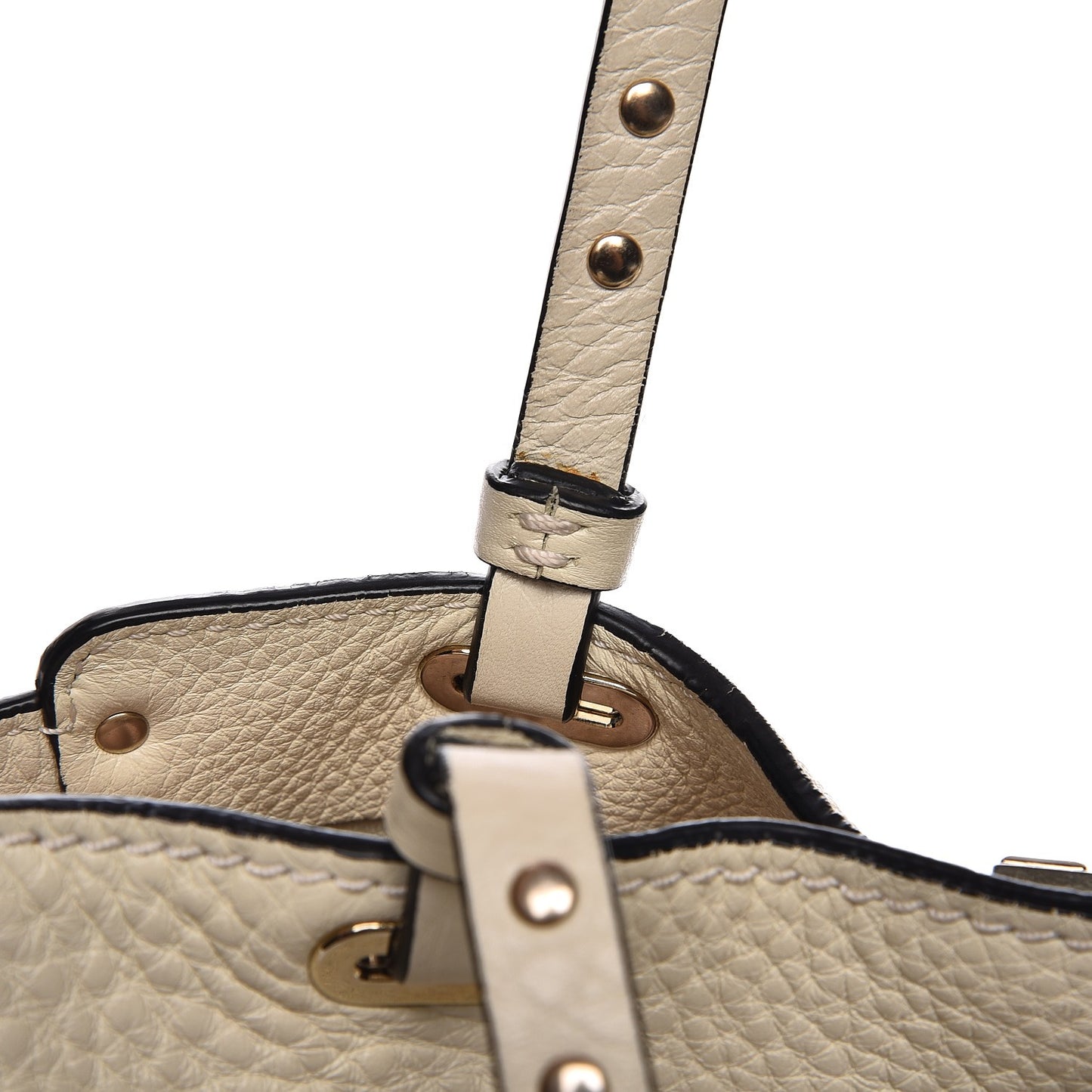 Alce Printed Calfskin Small Rockstud Tote Light Ivory