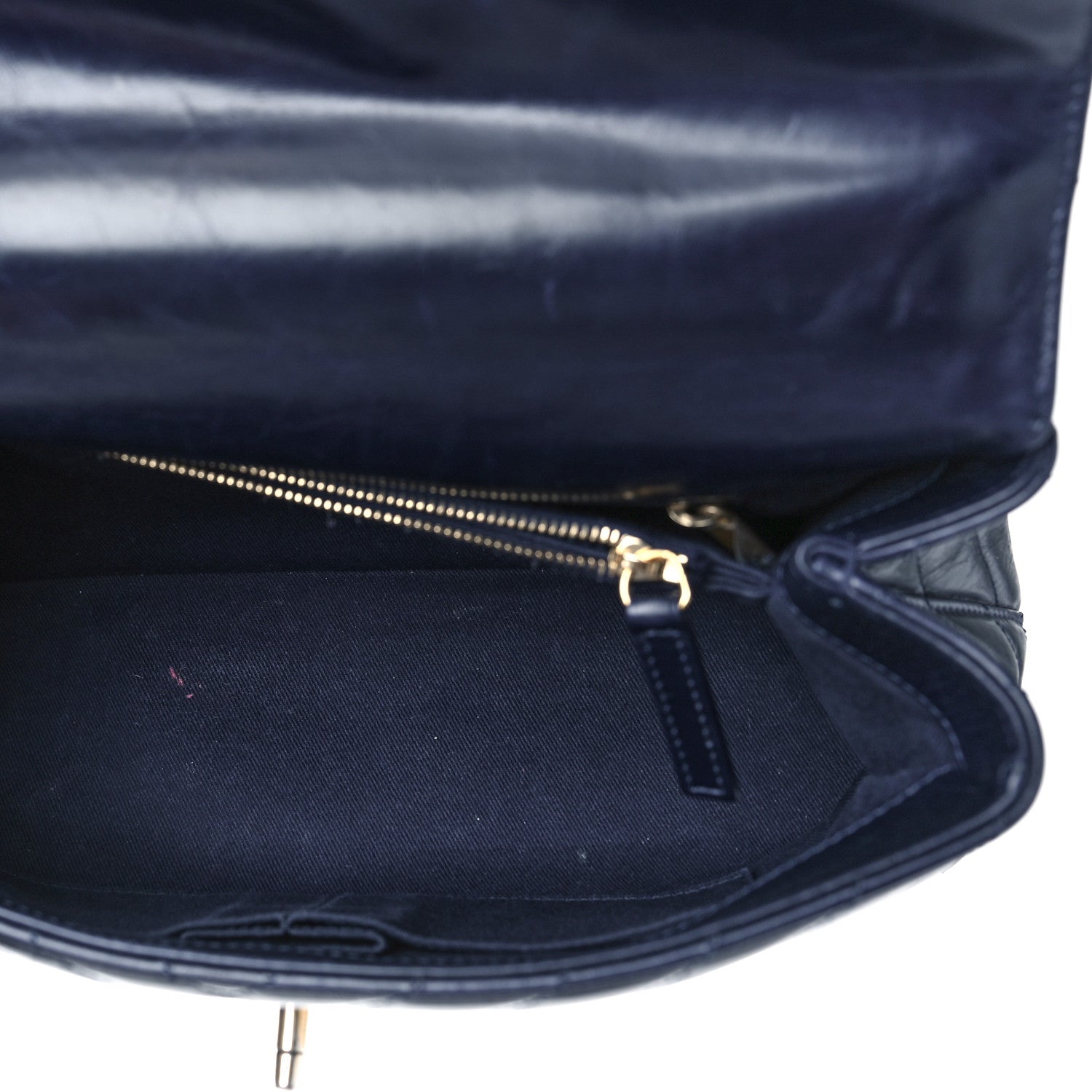 Chanel Aged Calfskin Chevron Quilted Small Coco Handle Flap Navy 5 of 11