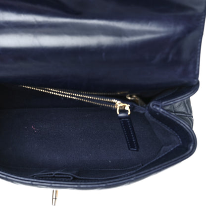 Chanel Aged Calfskin Chevron Quilted Small Coco Handle Flap Navy 5 of 11