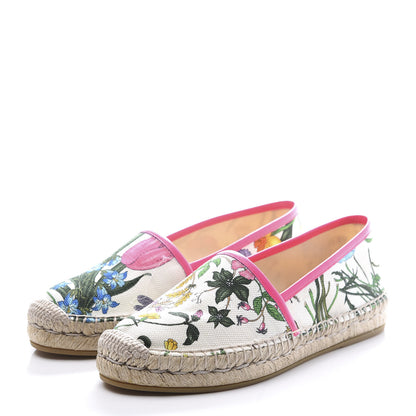 Gucci Canvas Flora Print Espadrilles 36 White Multicolor Fuxia 2 of 9