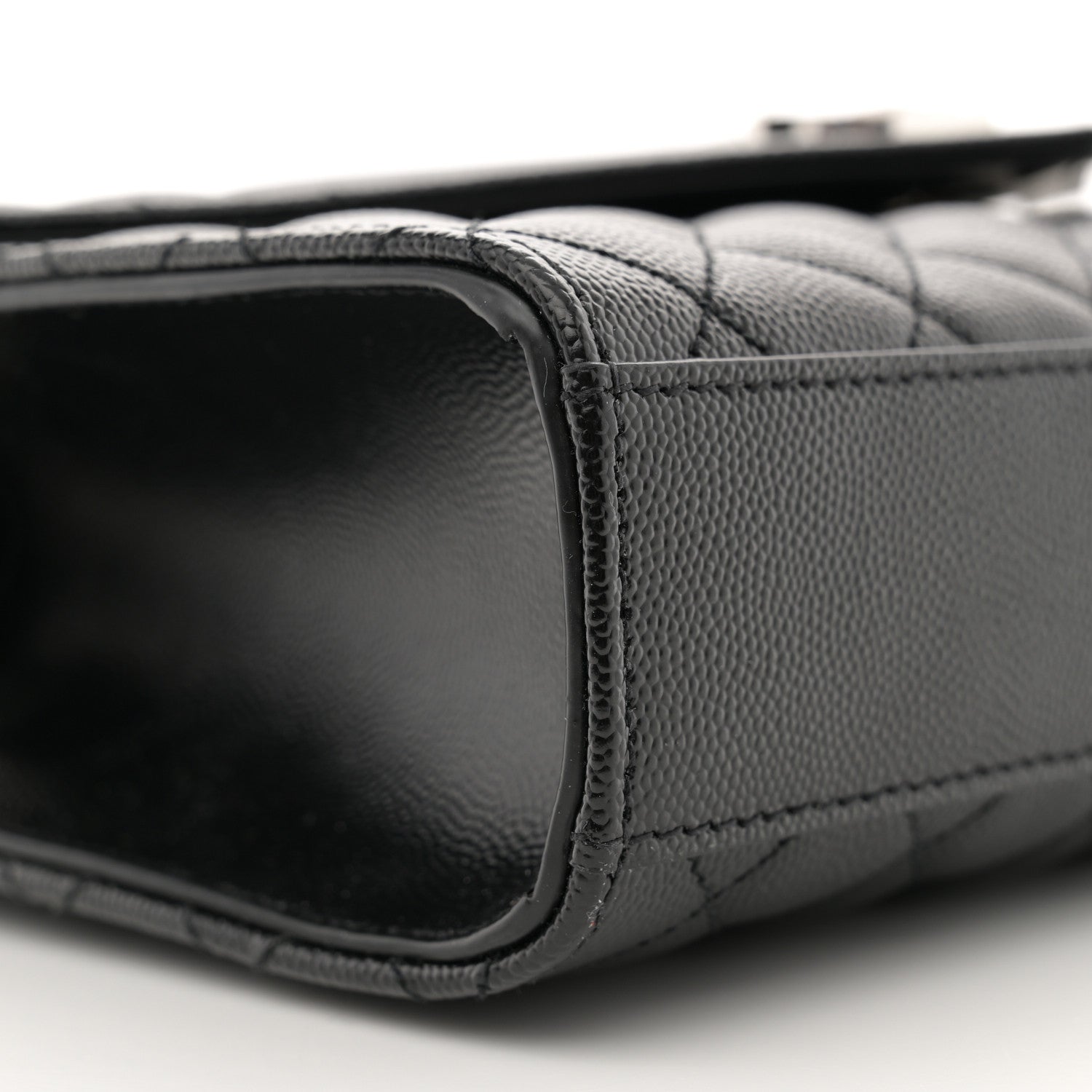 Saint Laurent Grain De Poudre Textured Mixed Matelasse Triquilt Medium Monogram Satchel Black 9 of 12