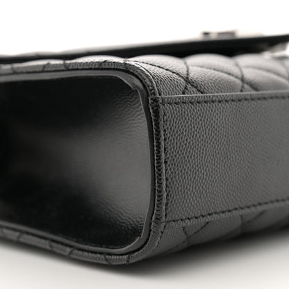 Saint Laurent Grain De Poudre Textured Mixed Matelasse Triquilt Medium Monogram Satchel Black 9 of 12