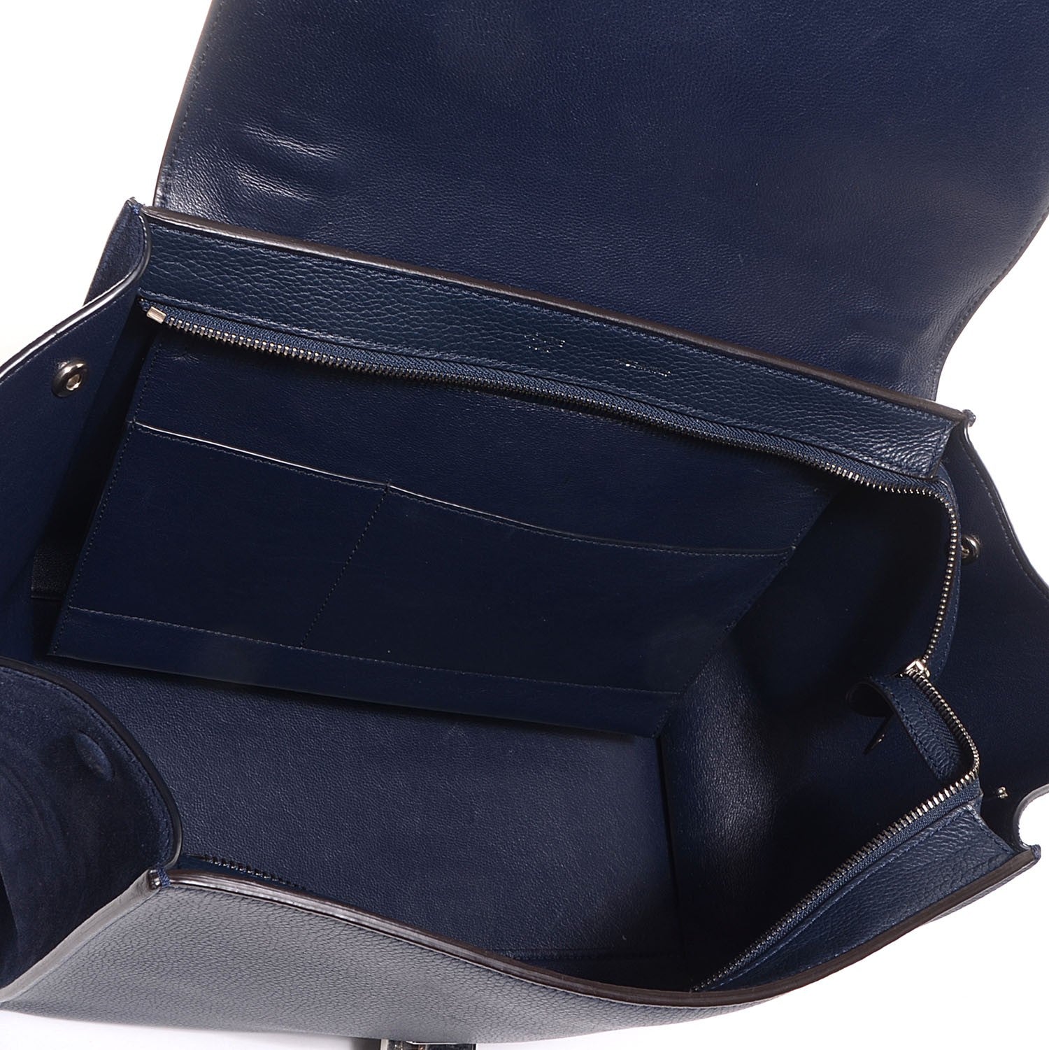 Celine Drummed Calfskin Suede Medium Trapeze Navy Blue 5 of 8