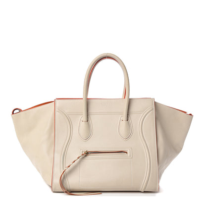 Celine Smooth Calfskin Medium Phantom Luggage Chalk Orange Trim 1 of 16