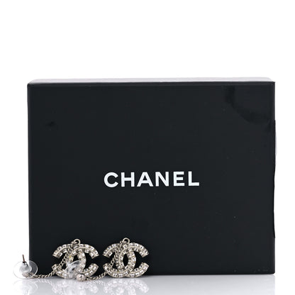 Chanel Baguette Crystal CC Drop Earrings Silver 6 of 6