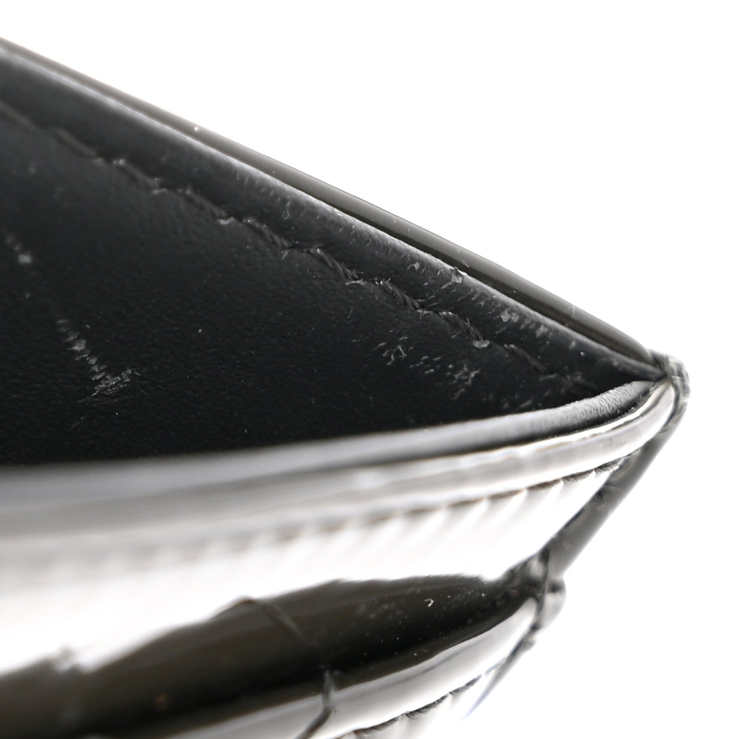 Patent Quilted Card Holder Dark Grey