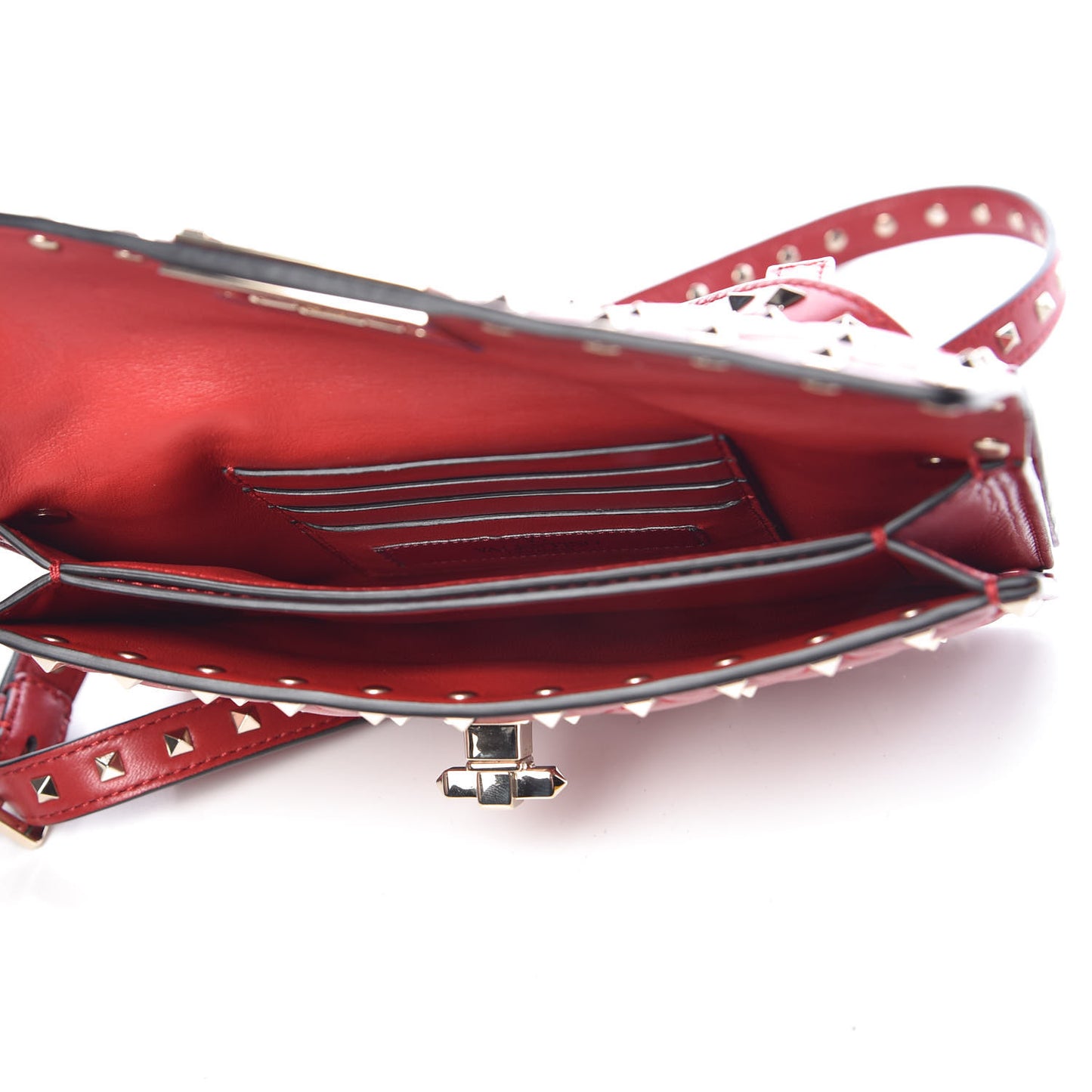 Nappa Rockstud Spike Crossbody Bag Rosso Valentino