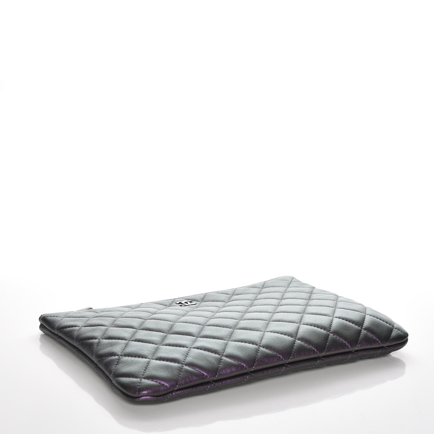 Chanel Metallic Lambskin Quilted Medium Cosmetic Case Purple 4 of 8