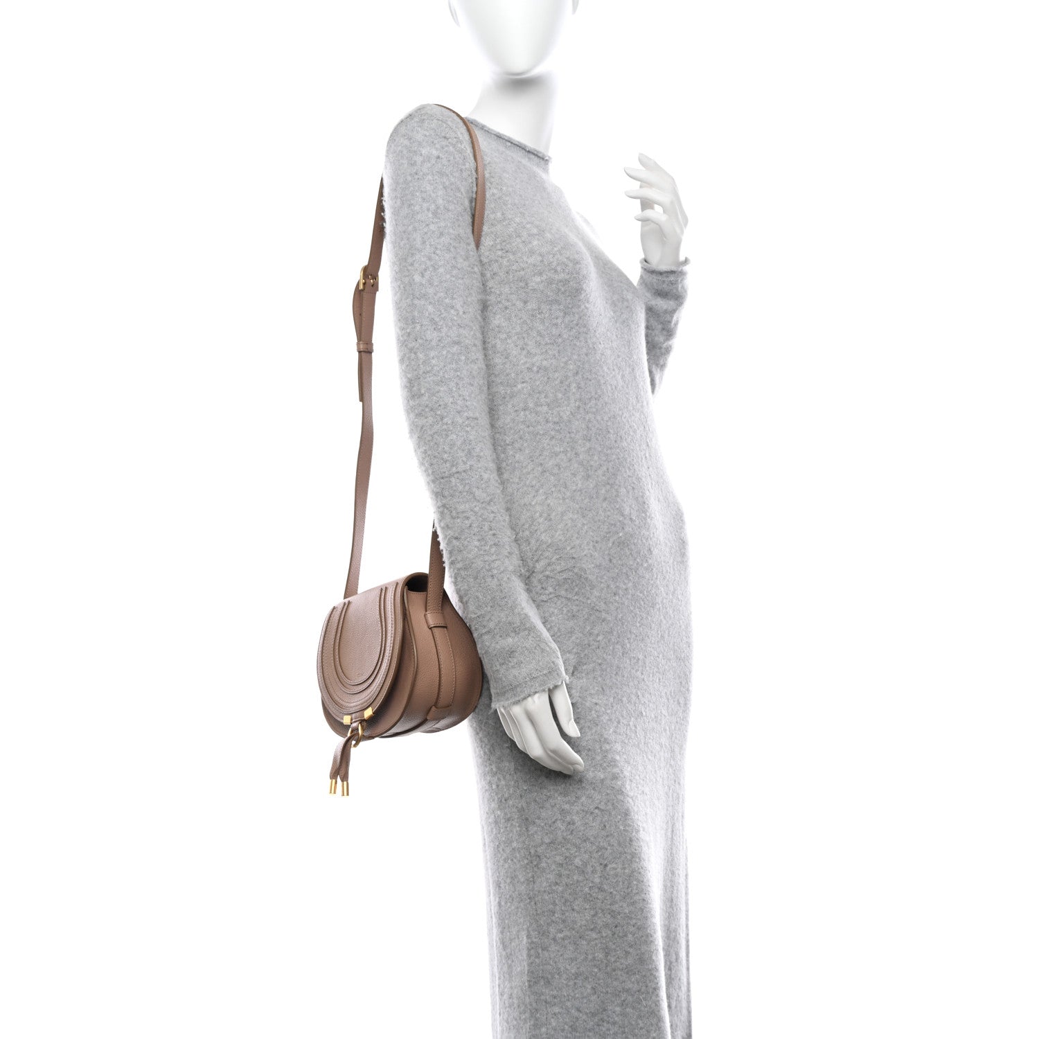 Chloe Grained Calfskin Small Marcie Saddle Bag Wood Rose 2 of 9