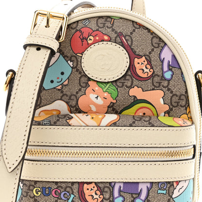 Gucci X PIKARAR GG Supreme Monogram Textured Dollar Calfskin Animal Print Retro Interlocking G Multi-Function Bag Beige Ebony Multicolor Mystic White 9 of 11