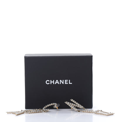 Chanel Crystal Cha-Nel Logo Drop Earrings Gold 5 of 5