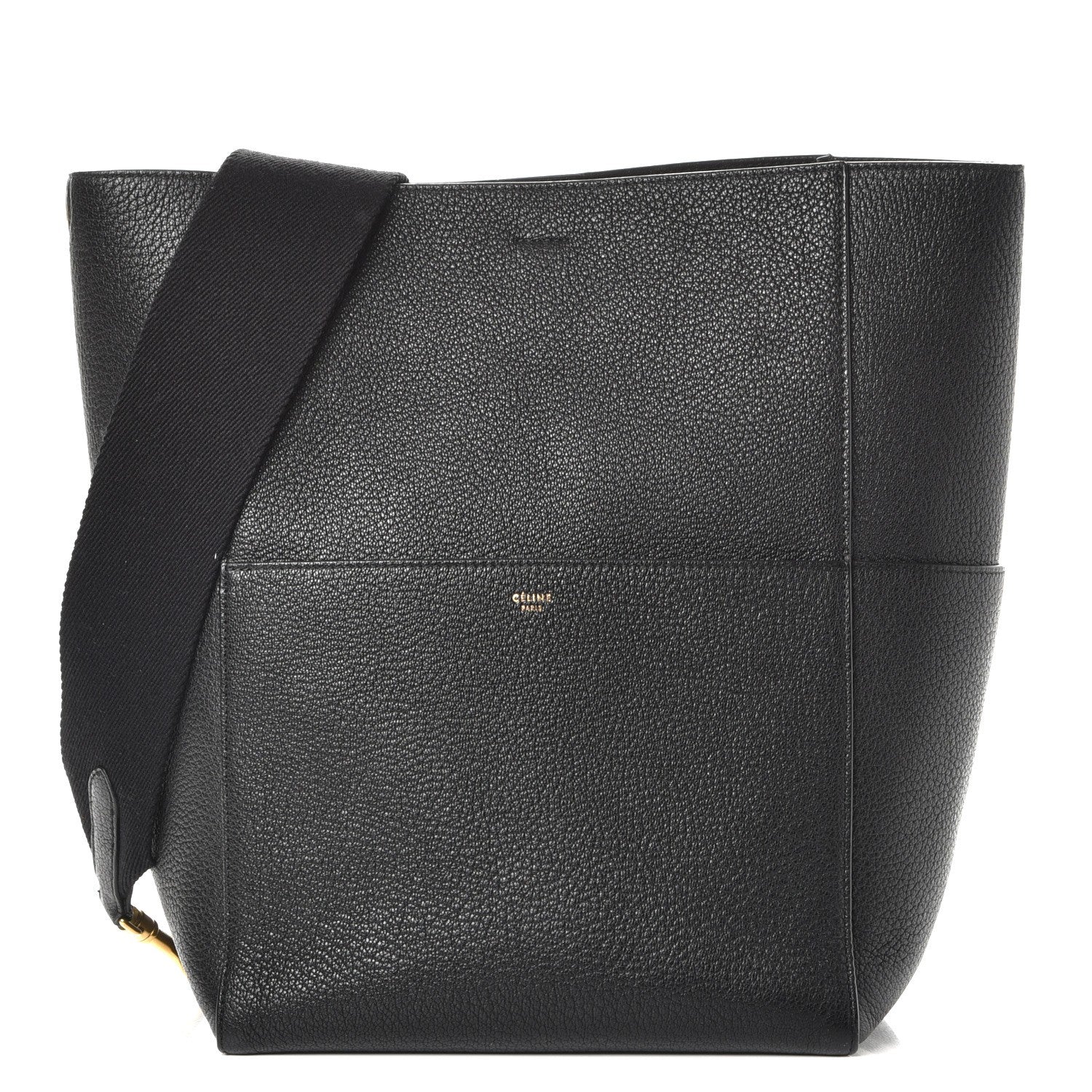 Celine Soft Grained Calfskin Sangle Bucket Bag Black 1 of 7
