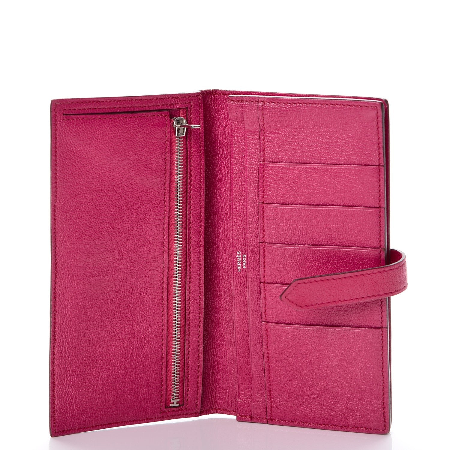 Hermes Chevre Mysore Bi-Color Bearn Gusset Wallet Etoupe Rose Shocking 5 of 7