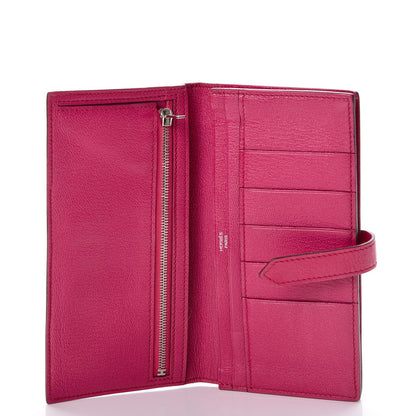 Hermes Chevre Mysore Bi-Color Bearn Gusset Wallet Etoupe Rose Shocking 5 of 7